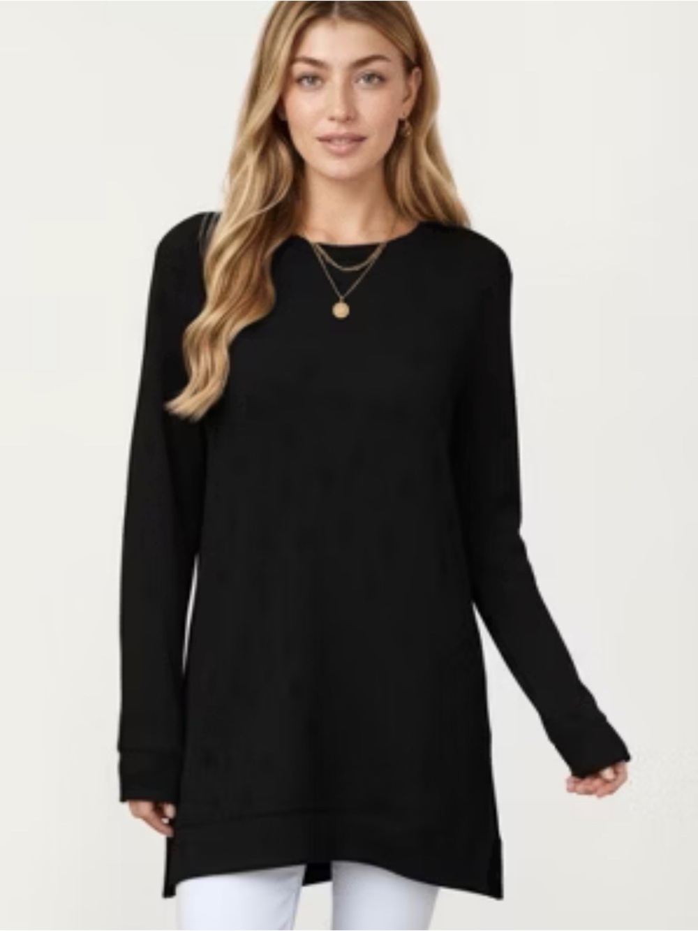 Mud Pie Black Dot Detail Long Sleeve Tunic Top Size M (8-10)